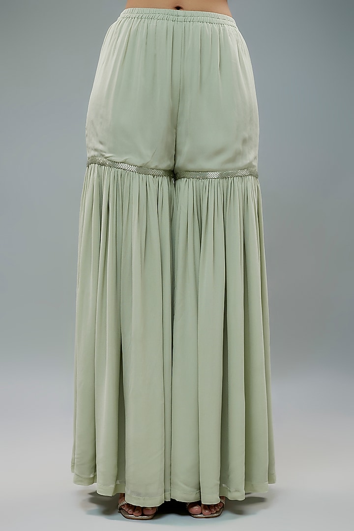 Mint Georgette Wedding Sharara Set by Malasa at Pernia's Pop Up Shop