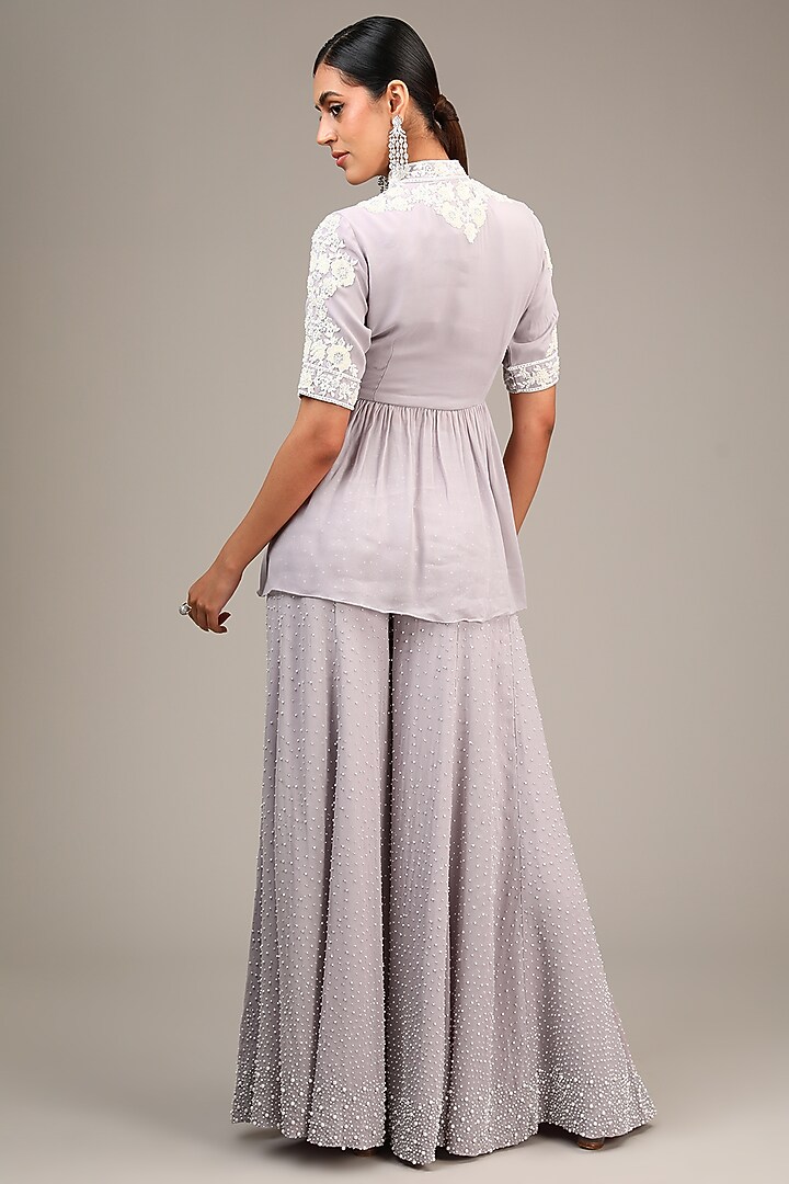 Lilac Georgette Bridal Sharara Set by Malasa at Pernia's Pop Up Shop