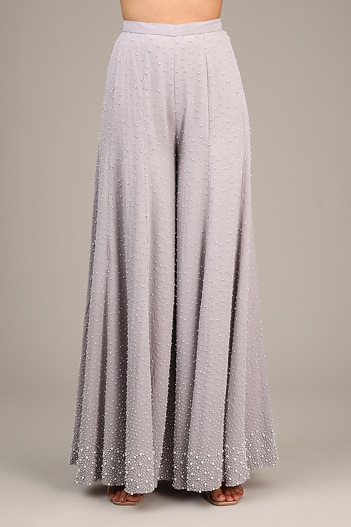 Lilac Georgette Bridal Sharara Set by Malasa at Pernia's Pop Up Shop