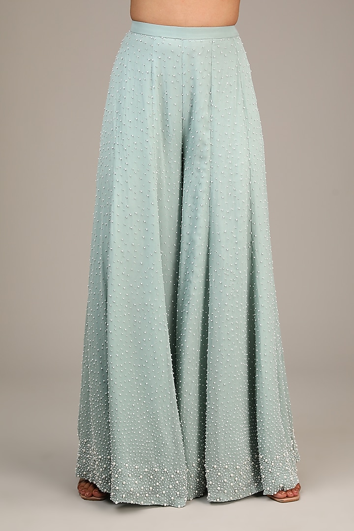 Ice Blue Georgette Bridal Sharara Set by Malasa at Pernia's Pop Up Shop