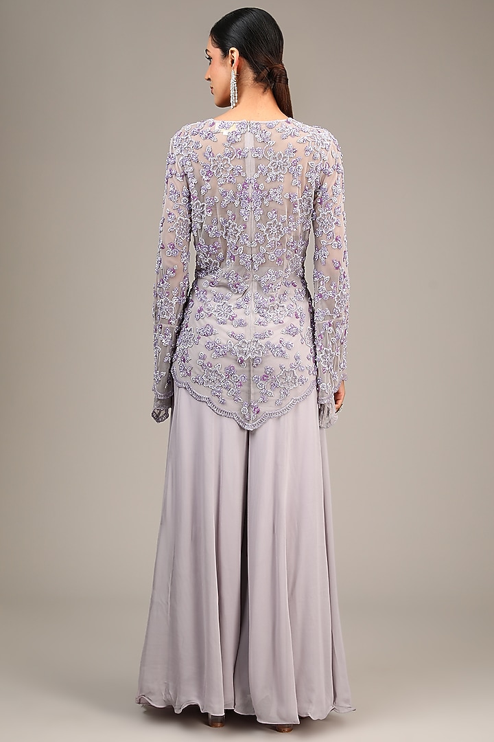 Lilac Georgette Wedding Sharara Set by Malasa at Pernia's Pop Up Shop