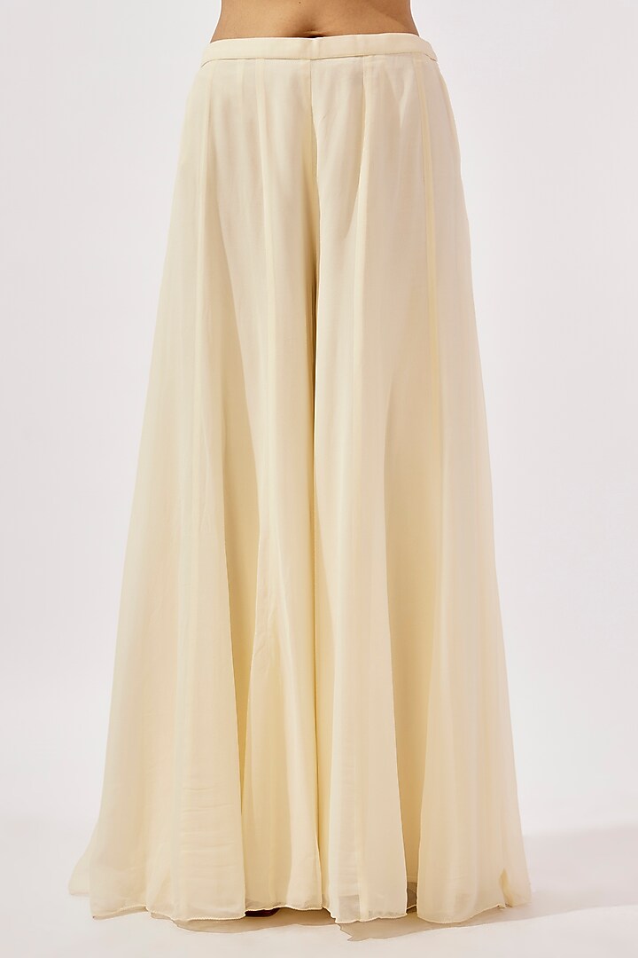 Ivory Georgette Wedding Sharara Set by Malasa at Pernia's Pop Up Shop