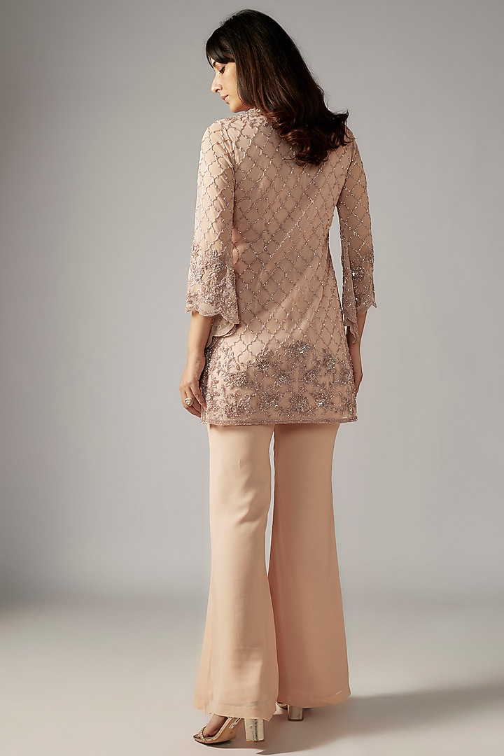 Pink Net Cutdana Work Jacket Set by Malasa at Pernia's Pop Up Shop