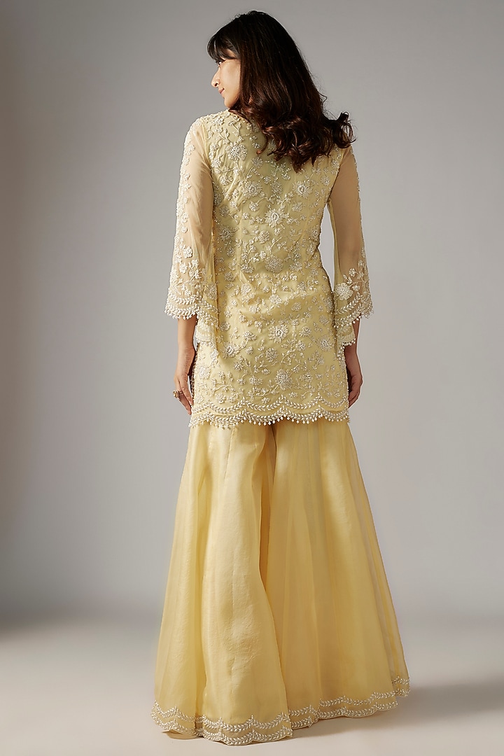 Yellow Organza Bridal Sharara Set by Malasa at Pernia's Pop Up Shop