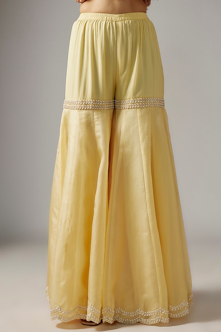 Yellow Organza Bridal Sharara Set by Malasa at Pernia's Pop Up Shop