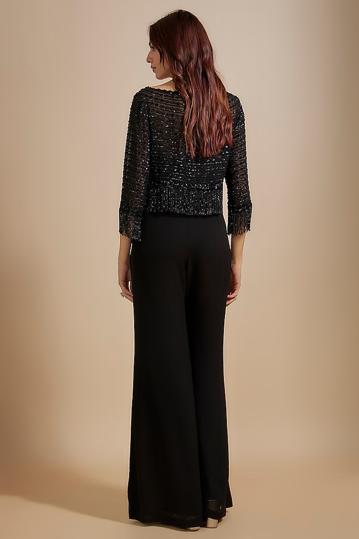 Black Georgette Pant Set by Malasa at Pernia's Pop Up Shop