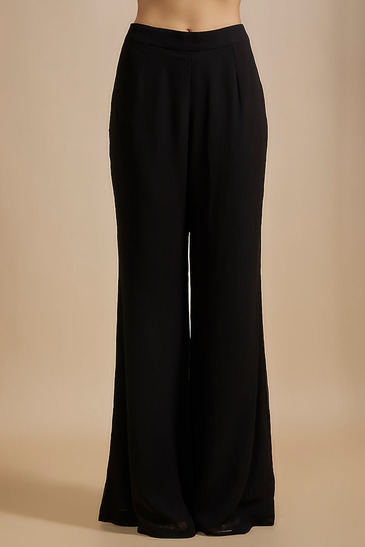 Black Georgette Pant Set by Malasa at Pernia's Pop Up Shop