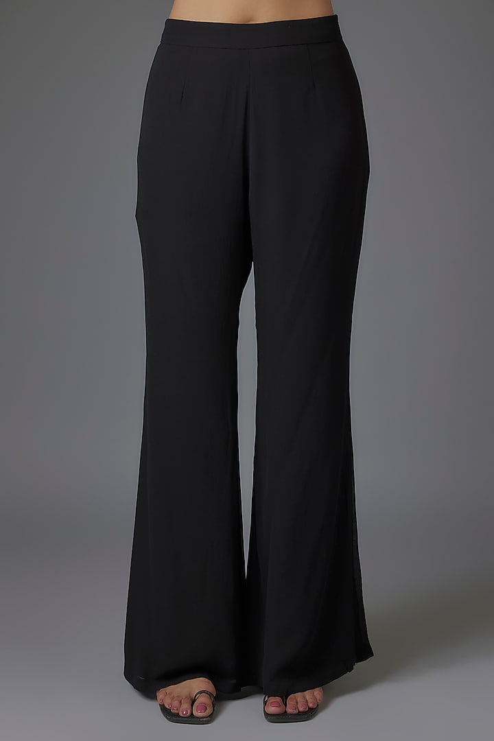Black Georgette Cutdana Work Jacket Set by Malasa at Pernia's Pop Up Shop