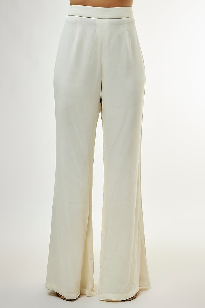 Ivory Georgette Cutdana Embroidered Co-Ord Set by Malasa at Pernia's Pop Up Shop