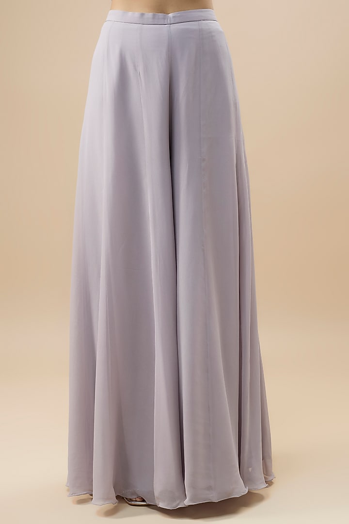 Lilac Georgette Pearl & Cutdana Work Wedding Sharara Set by Malasa at Pernia's Pop Up Shop