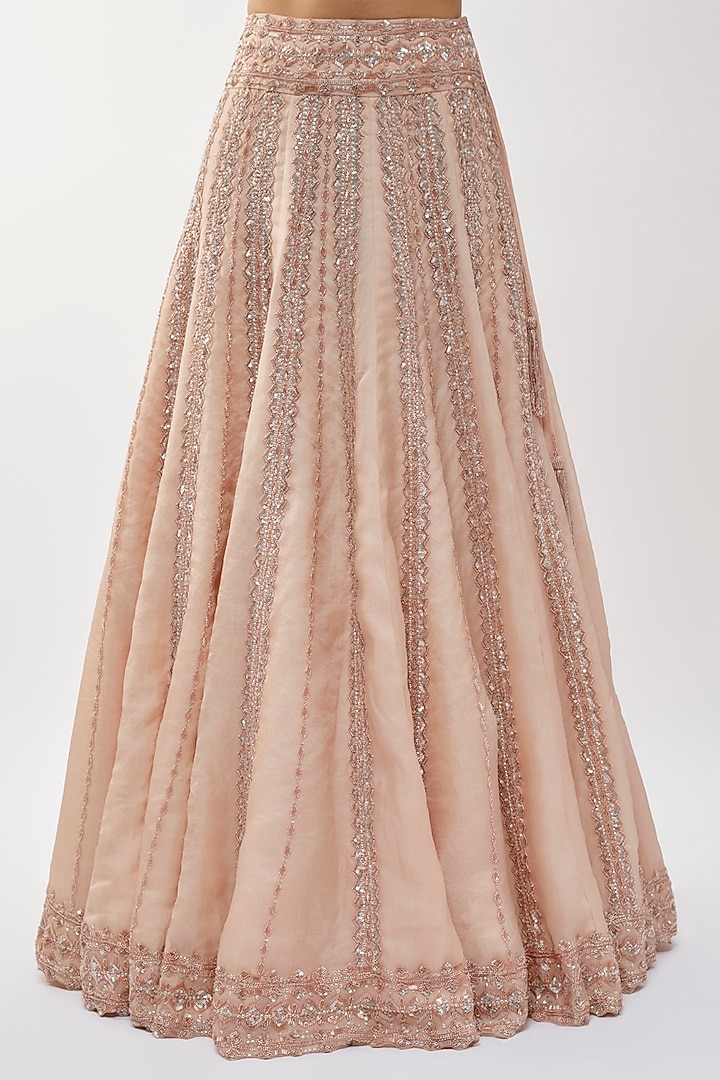 Pink Organza Cutdana Work Bridal Lehenga Set by Malasa at Pernia's Pop Up Shop