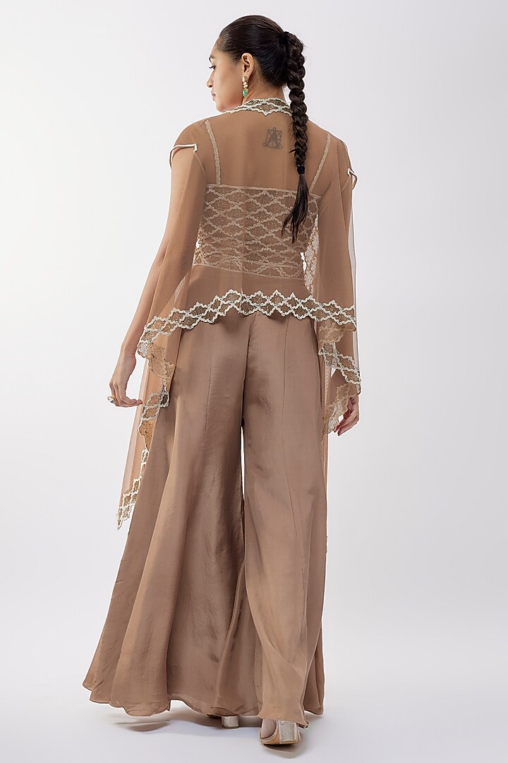 Champagne Satin Silk Bridal Sharara Set by Malasa at Pernia's Pop Up Shop