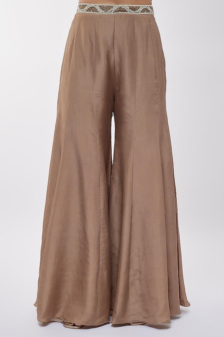 Champagne Satin Silk Bridal Sharara Set by Malasa at Pernia's Pop Up Shop