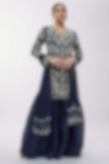 Blue Organza Sharara Set by Malasa at Pernia's Pop Up Shop