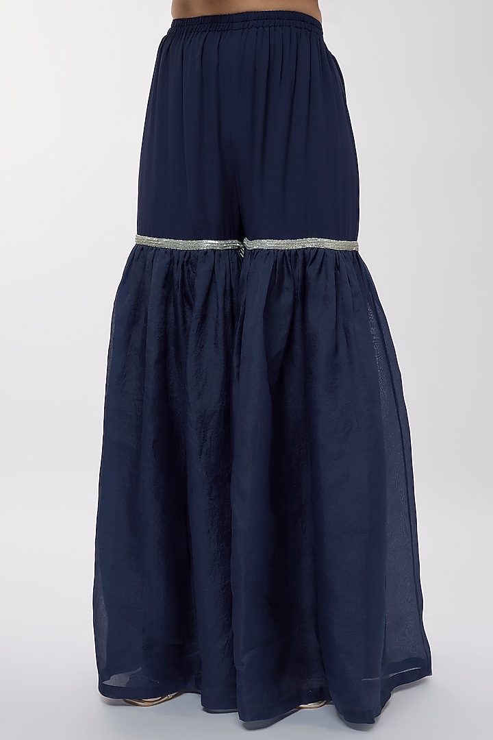 Blue Organza Bridal Sharara Set by Malasa at Pernia's Pop Up Shop