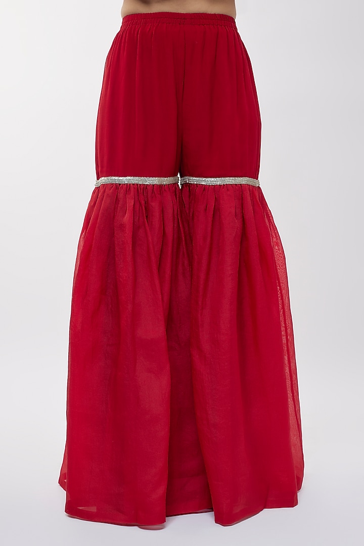 Red Organza Bridal Sharara Set by Malasa at Pernia's Pop Up Shop