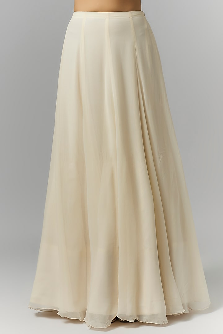 Cream Georgette Pearl & Cutdana Work Jacket Set by Malasa at Pernia's Pop Up Shop