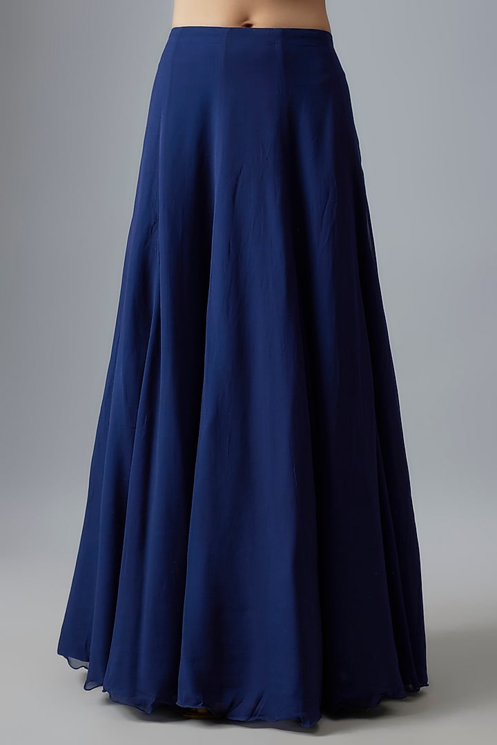 Blue Georgette Cutdana Work Jacket Set by Malasa at Pernia's Pop Up Shop