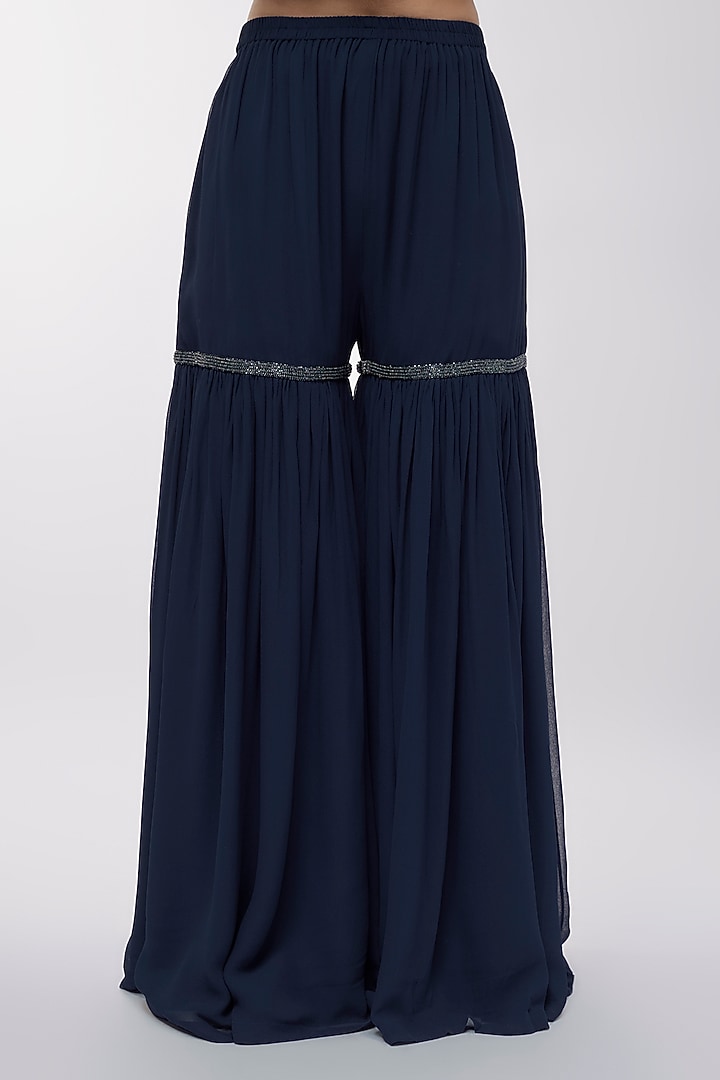 Blue Georgette Bridal Sharara Set by Malasa at Pernia's Pop Up Shop