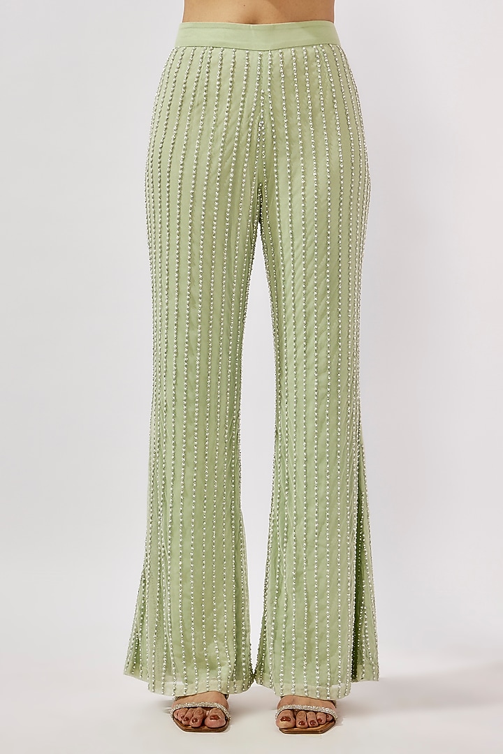 Seafoam Net Cutdana Work Jacket Set by Malasa at Pernia's Pop Up Shop