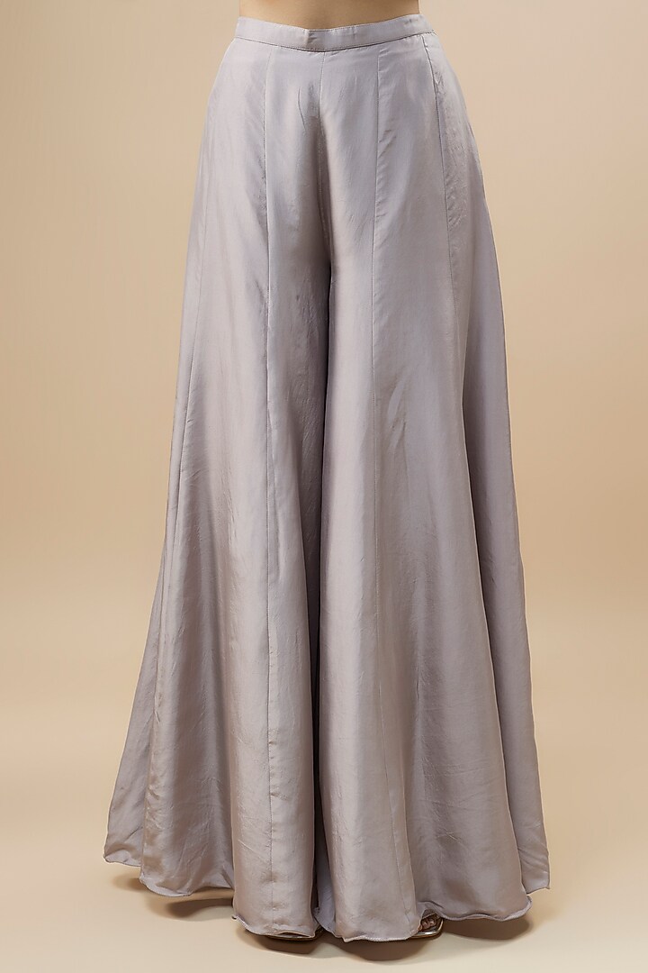 Lilac Satin Silk Pearl & Cutdana Work Wedding Sharara Set by Malasa at Pernia's Pop Up Shop