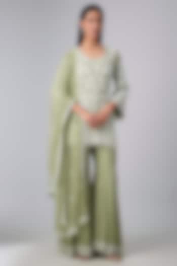 Sage Georgette Bridal Sharara Set by Malasa at Pernia's Pop Up Shop