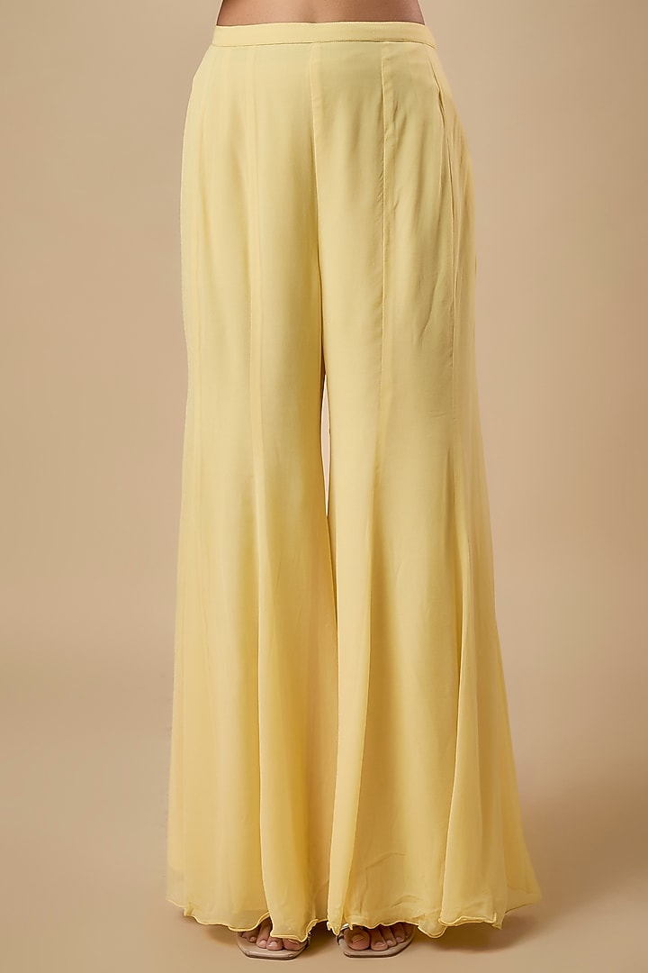 Yellow Georgette Wedding Sharara Set by Malasa at Pernia's Pop Up Shop