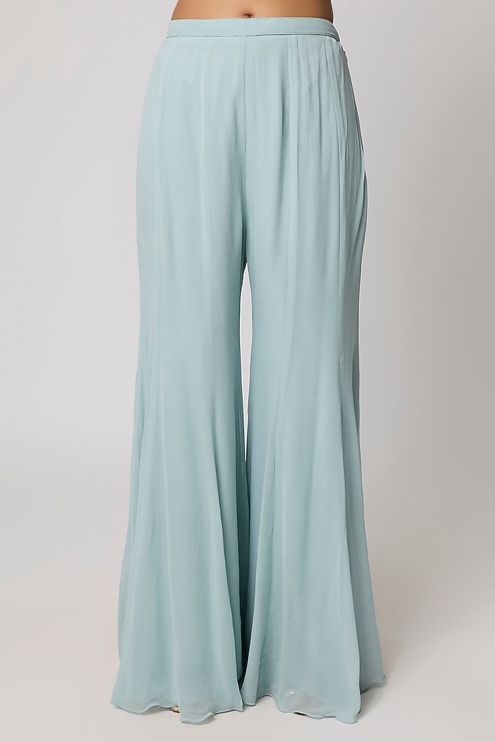 Ice Blue Georgette Wedding Sharara Set by Malasa at Pernia's Pop Up Shop