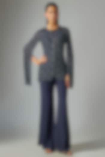 Navy Georgette Pant Set by Malasa at Pernia's Pop Up Shop