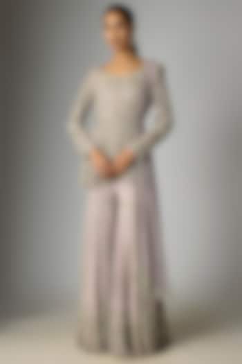 Lilac Georgette Cutdana Work Bridal Sharara Set by Malasa at Pernia's Pop Up Shop