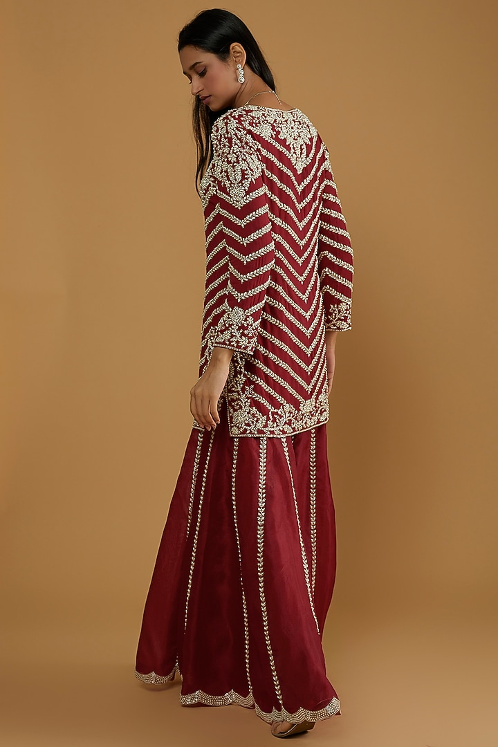 Red Organza Bridal Sharara Set by Malasa at Pernia's Pop Up Shop