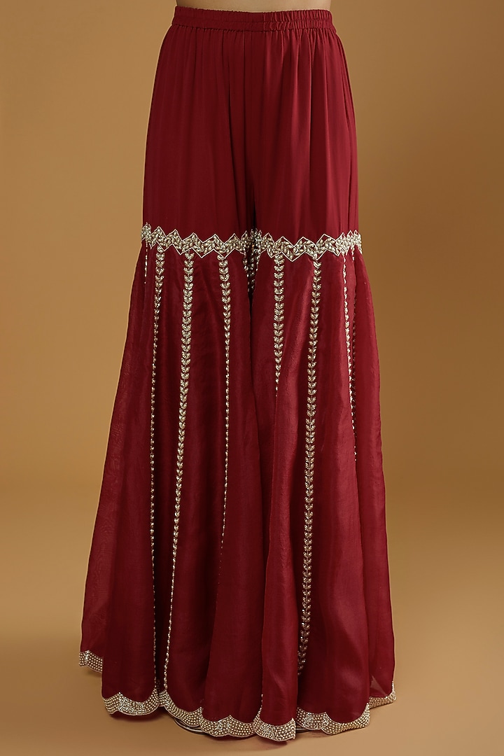 Red Organza Bridal Sharara Set by Malasa at Pernia's Pop Up Shop
