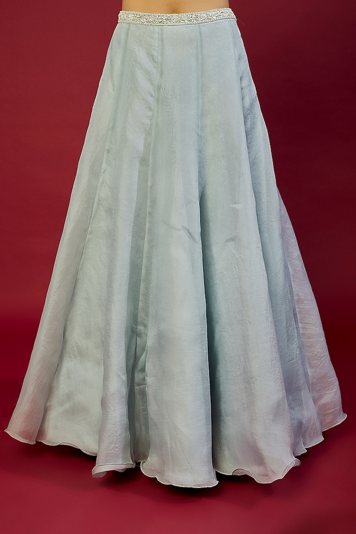 Blue Georgette Wedding Lehenga Set by Malasa at Pernia's Pop Up Shop