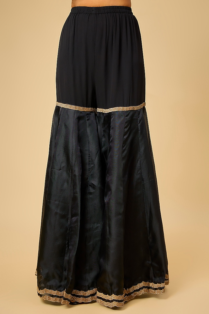 Black Organza Cutdana Work Bridal Sharara Set by Malasa at Pernia's Pop Up Shop
