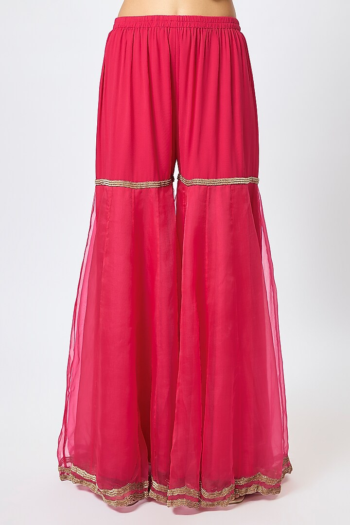Hot Pink Organza Bridal Sharara Set by Malasa at Pernia's Pop Up Shop