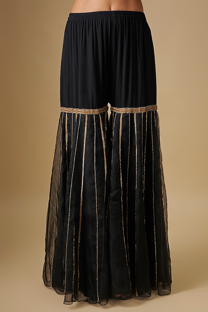 Black Organza Bridal Sharara Set by Malasa at Pernia's Pop Up Shop