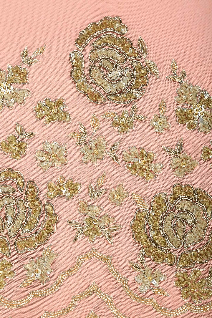 Peach floral sequins and tar embroidered cape anarkali set available only at Pernia's Pop Up Shop.