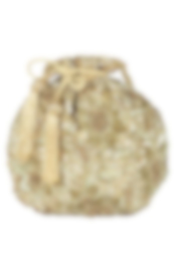 Gold Sequins And Beads Embroidered Potli Bag by Malasa