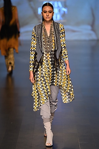Grey Mystic Waistcoat and Love Cloud Tunic by Malini Ramani