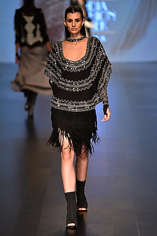 Black Mirror Image Cape top by Malini Ramani