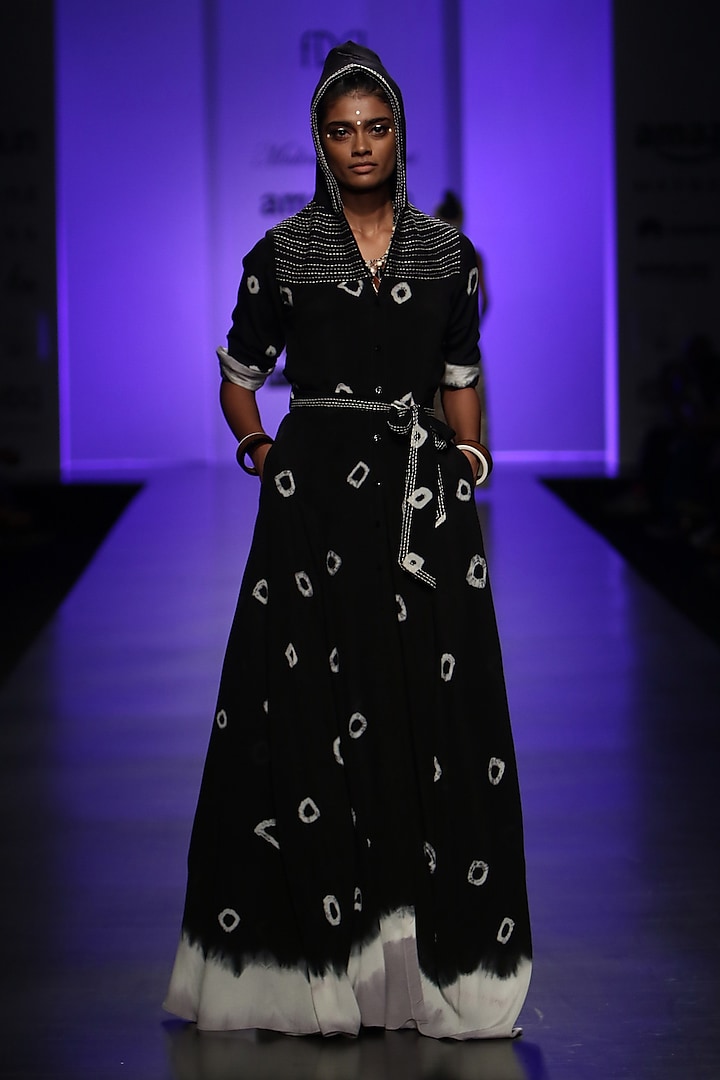 Black Cosmic Shirt Dress by Malini Ramani