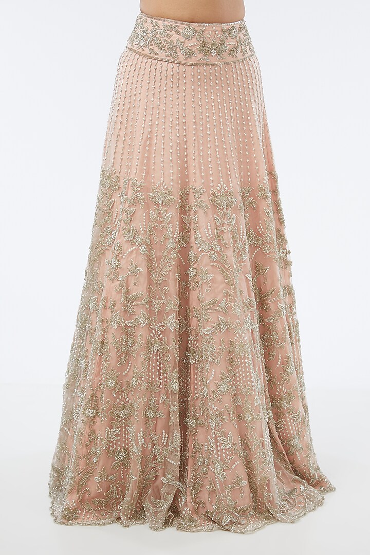 Pink Organza Cutdana Embroidered Bridal Lehenga Set by Malasa at Pernia's Pop Up Shop