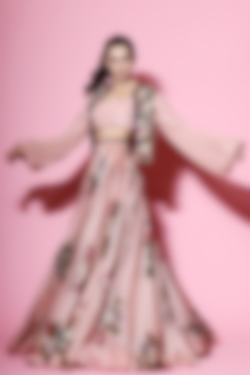 Blush Pink Embellished Lehenga Set by Mahima Mahajan