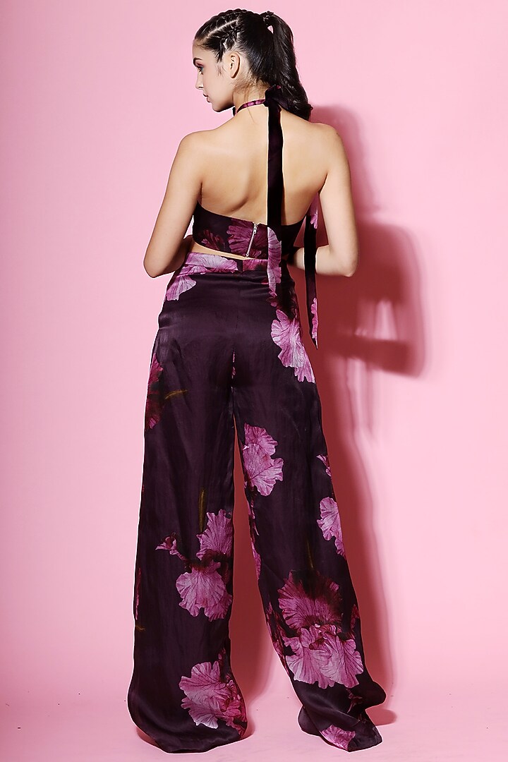 Purple Printed Puffed Style Blouse With Pants by Mahima Mahajan at Pernia's Pop Up Shop