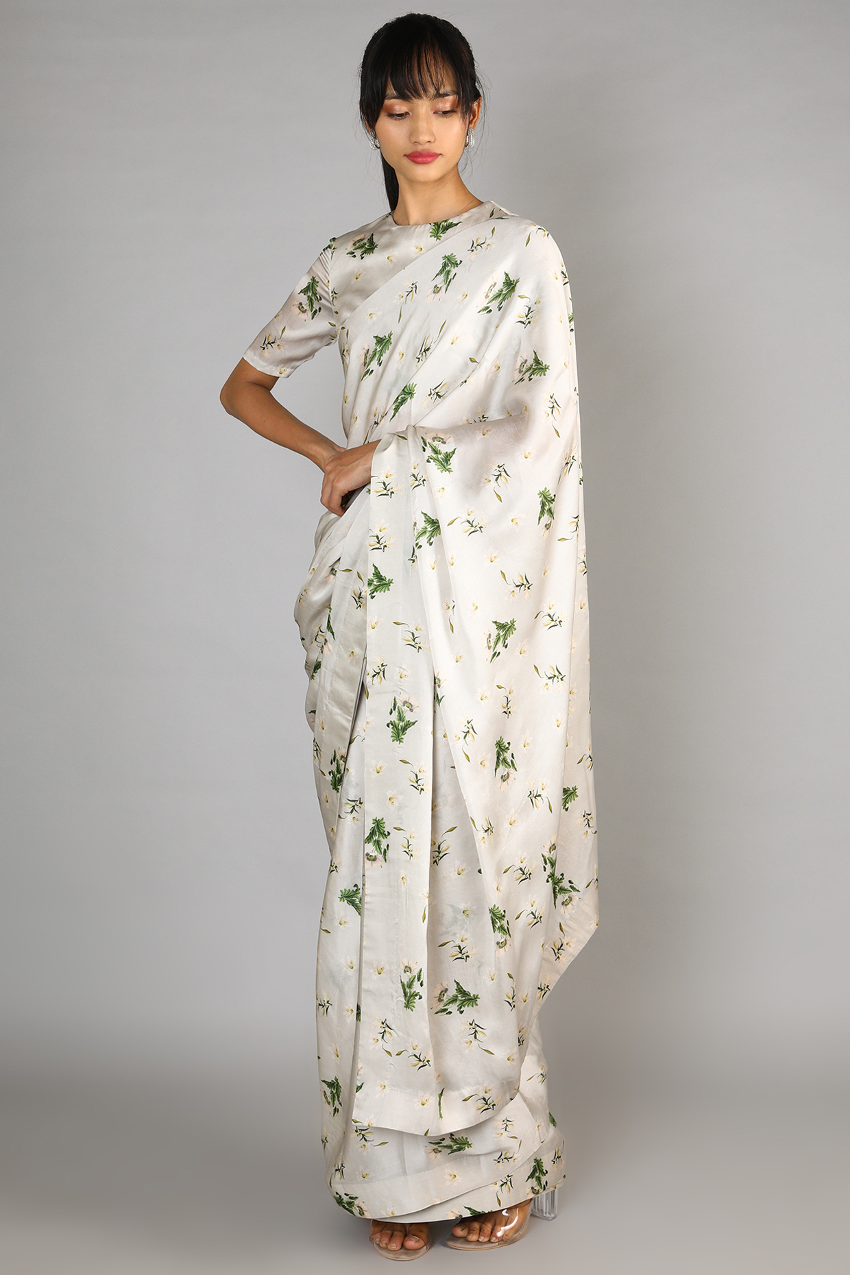 Jade Modal Satin & Shantoon Digital Printed Party Wear Saree Set by Mahima Mahajan at Pernia's Pop Up Shop