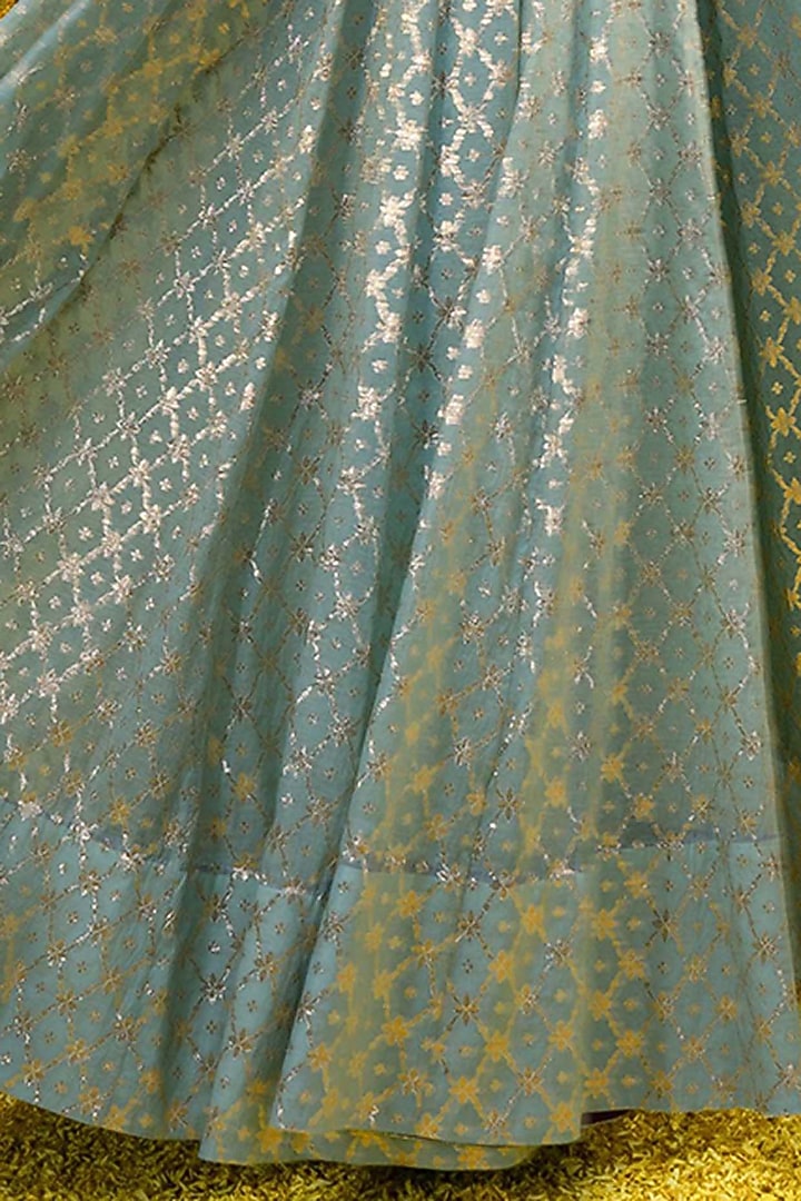 Aquamarine Green Hand Embroidered Wedding Anarkali Set by Mahima Mahajan at Pernia's Pop Up Shop