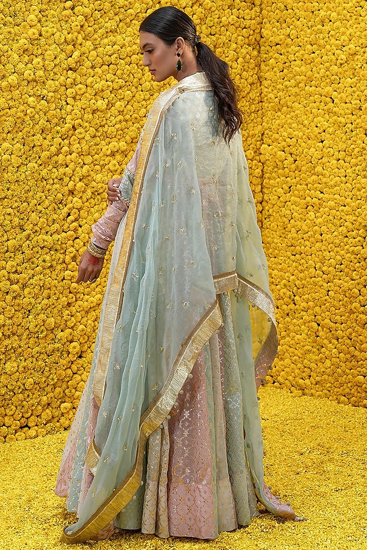 Multi-Colored Hand Embroidered Wedding Anarkali Set by Mahima Mahajan at Pernia's Pop Up Shop