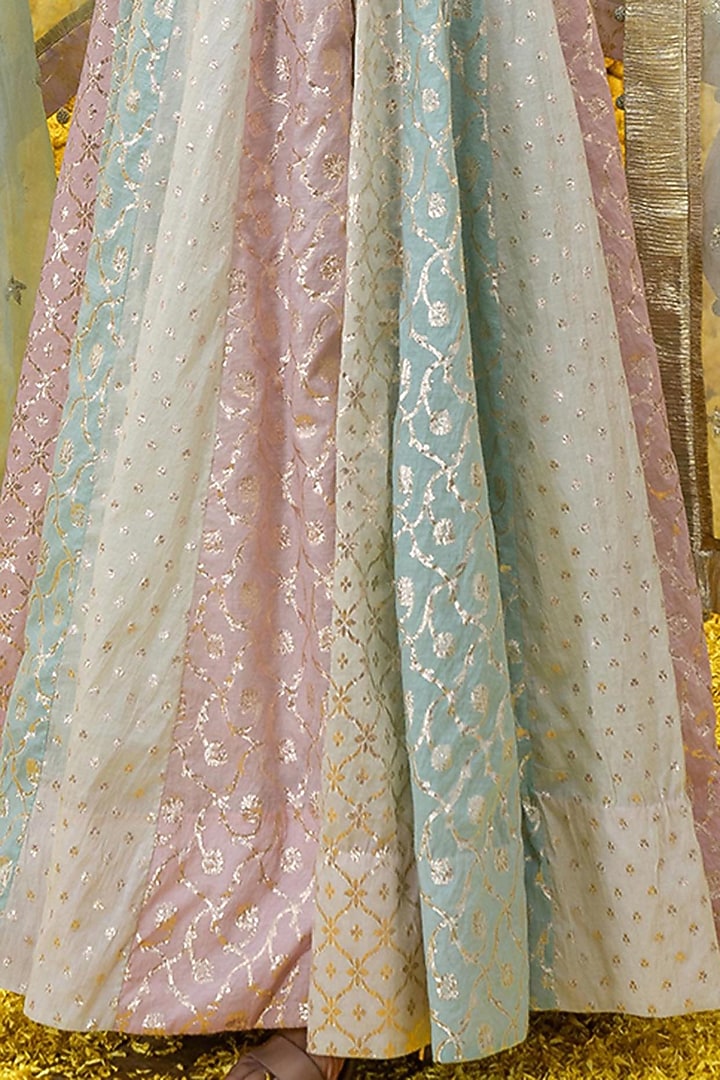 Multi-Colored Hand Embroidered Wedding Anarkali Set by Mahima Mahajan at Pernia's Pop Up Shop