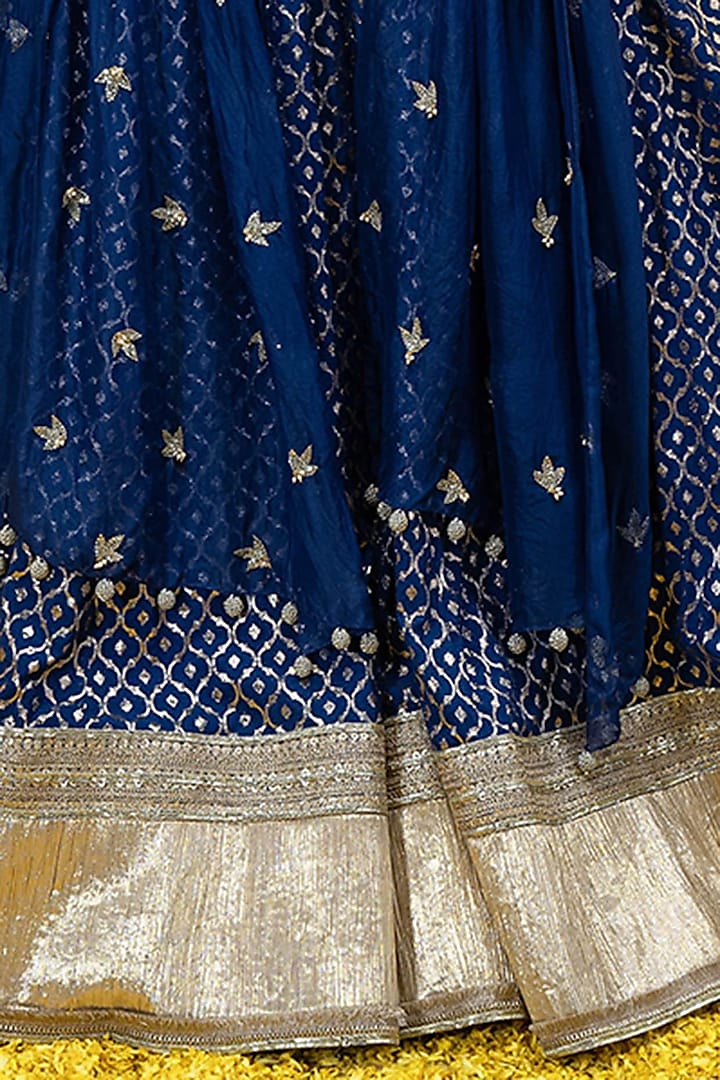 Cobalt Blue Banarasi Chanderi Wedding Lehenga Set by Mahima Mahajan at Pernia's Pop Up Shop