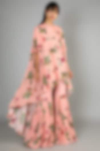 Blush Pink Printed Gharara Set by Mahima Mahajan